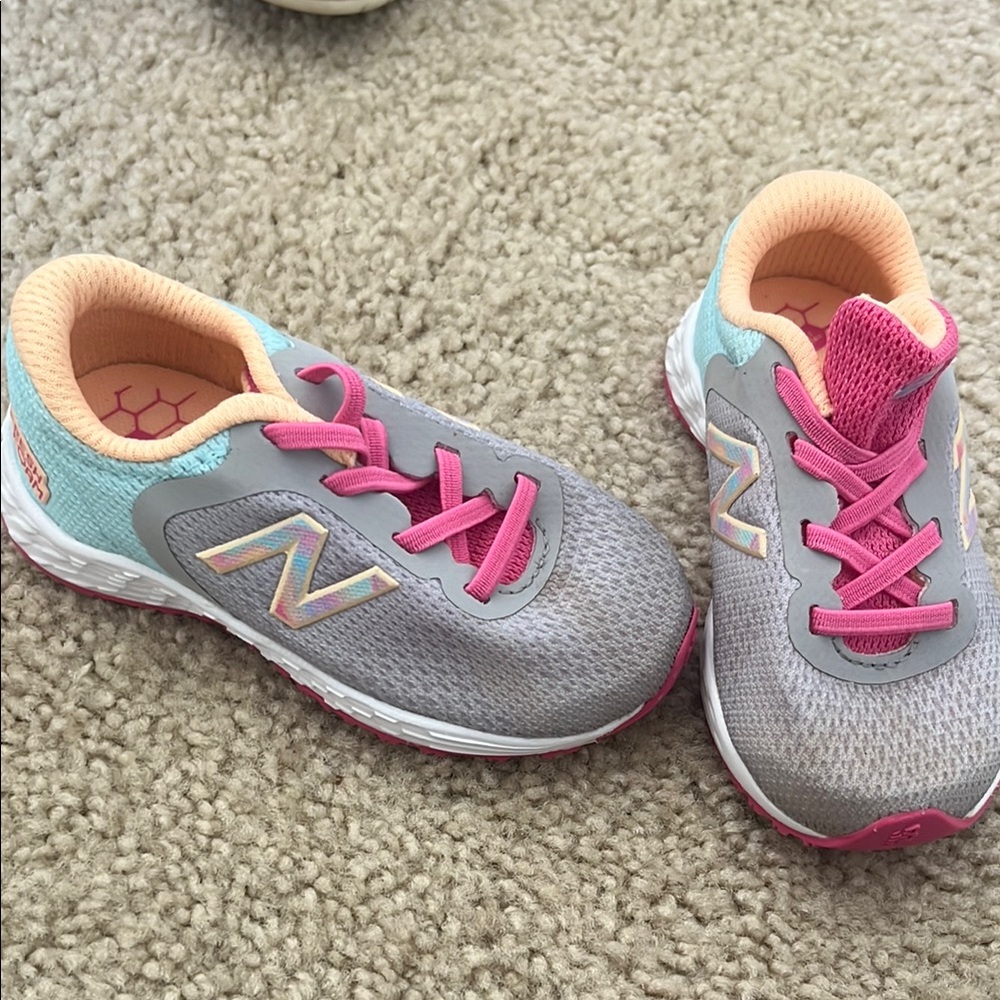 New Balance Kids' Gray and Pink Sneakers